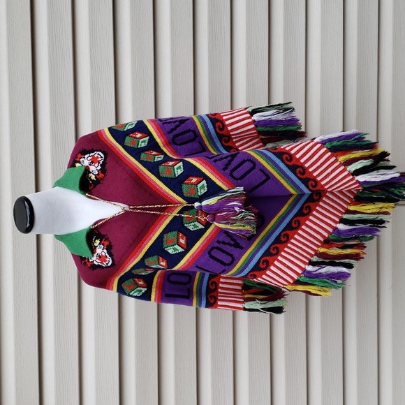 GUCCI WOOL PATCHWORK PONCHO CAPE TIGER APPLIQUE - Picture 2 of 10